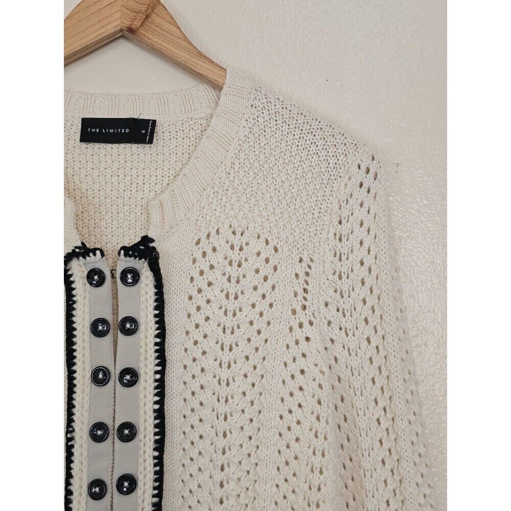 The Limited Cream Wool Blend Knit Button Front Cardigan Womens Size Medium - Picture 3 of 13
